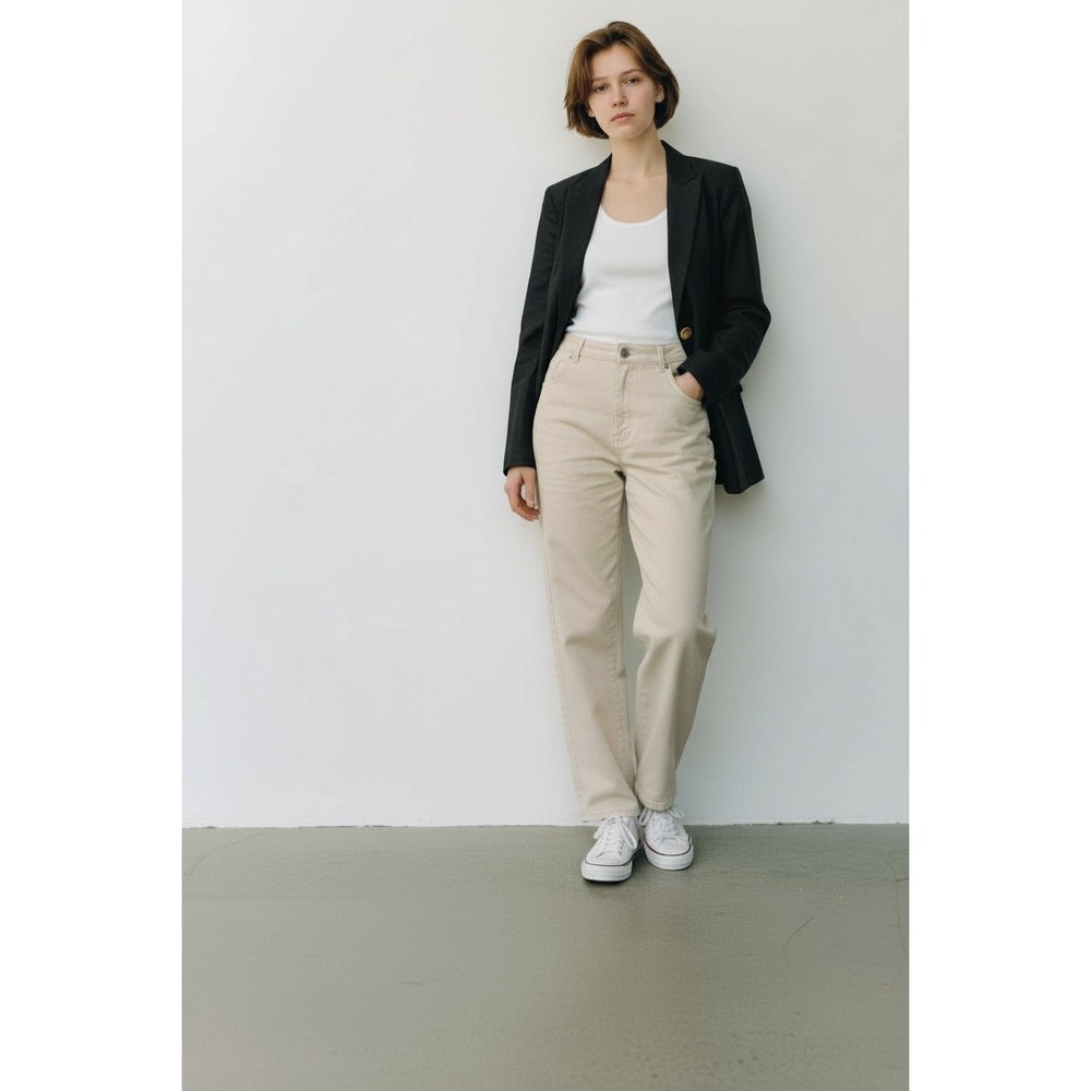 WAYF Black Single-Button Oversized Fit Blazer XS‎